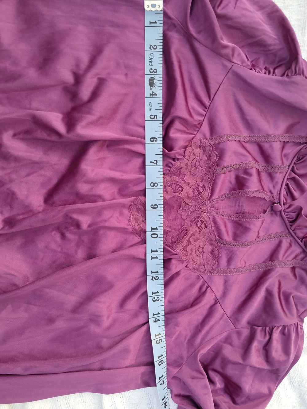 Vintage Purple Long Nightgown with Lace Yoke - Picture 7 of 10